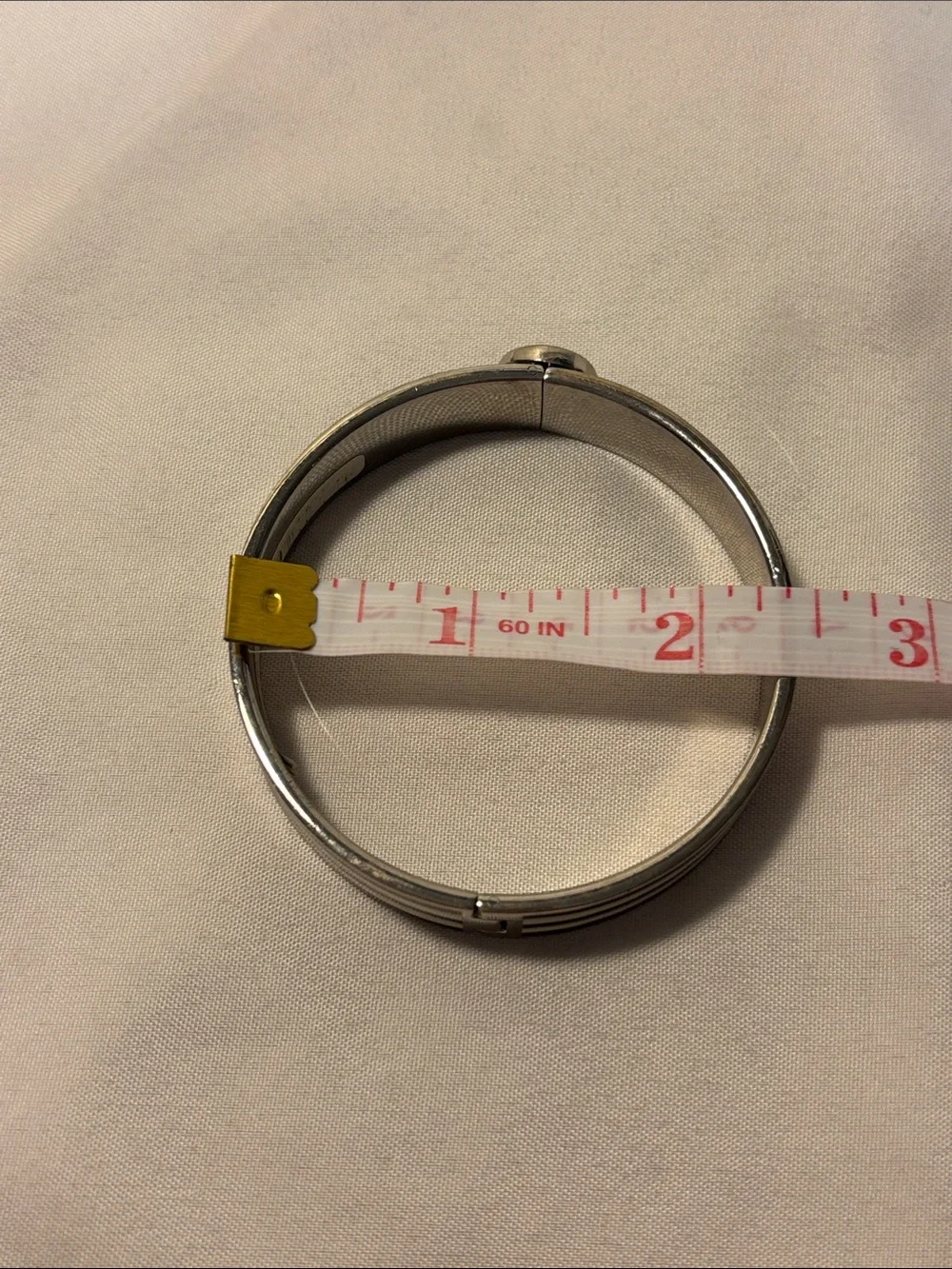 EUC Henri Bendel Centennial Stripe Enamel Hinged Bangle Bracelet with Bag